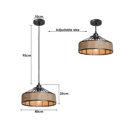 Ropeworks Hemp Pendant Light - Vintage Industrial E27 Ceiling Light