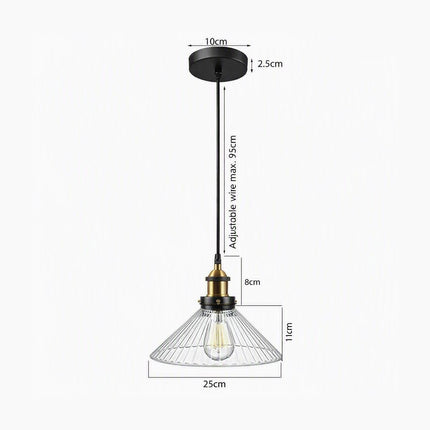 Elwood Vintage Fluted Ribbed Glass Pendant Light