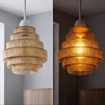 Amber Fluted Ribbed Glass Lampshade