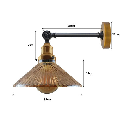 Elwood Vintage Amber Ribbed Glass Wall Light