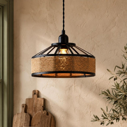 Ropeworks Hemp Pendant Light - Vintage Industrial E27 Ceiling Light