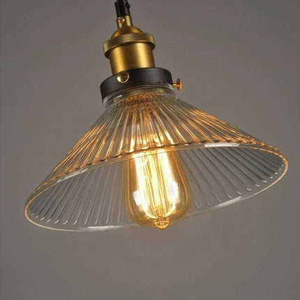 Elwood Vintage Fluted Ribbed Glass Pendant Light