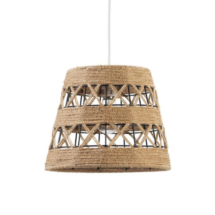 Ropeworks Drum Hemp Rope Pendant Light - Rustic Boho Hanging Light