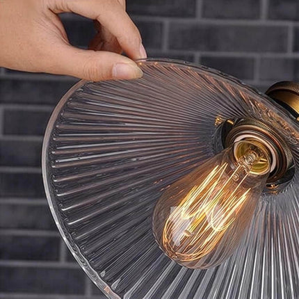 Elwood Vintage Amber Ribbed Glass Wall Light