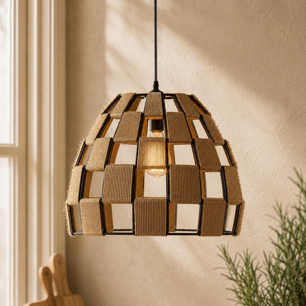 Ropeworks Handmade Woven Hemp Pendant Dome Shade - Easy Fit Bird Cage Lamp Shade