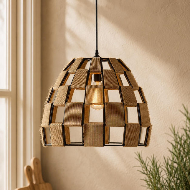 Ropeworks Handmade Woven Hemp Pendant Dome Shade - Easy Fit Bird Cage Lamp Shade