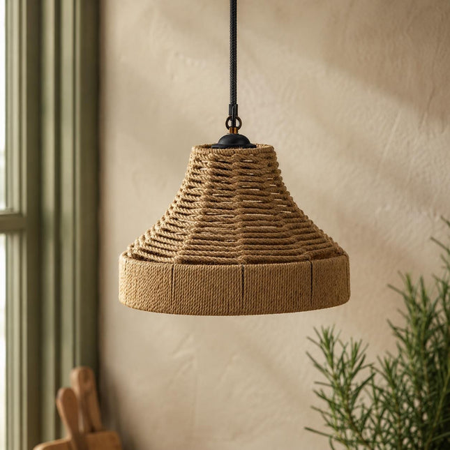 Ropeworks Hemp Rope Bell Pendant Light - Rustic Boho