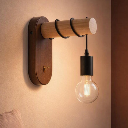 Harlow Wooden Wall Light with Toggle Switch