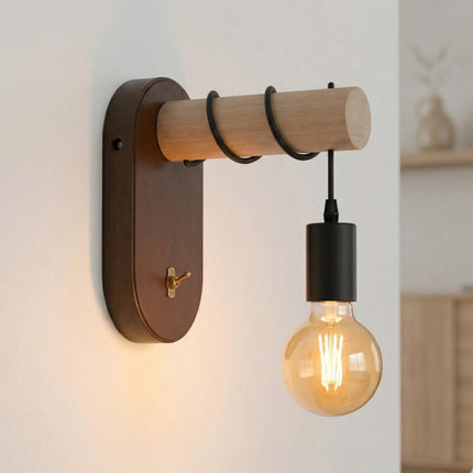 Harlow Wooden Wall Light with Toggle Switch