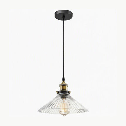 Elwood Vintage Fluted Ribbed Glass Pendant Light