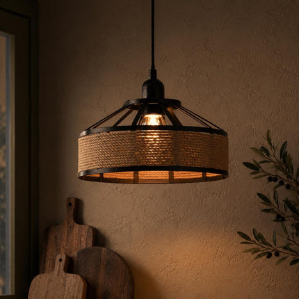 Ropeworks Hemp Pendant Light - Vintage Industrial E27 Ceiling Light