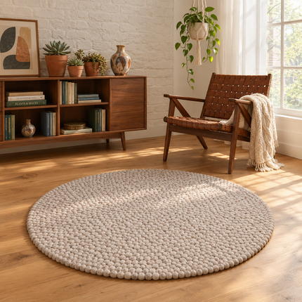 Round Felt Ball Wool Rug