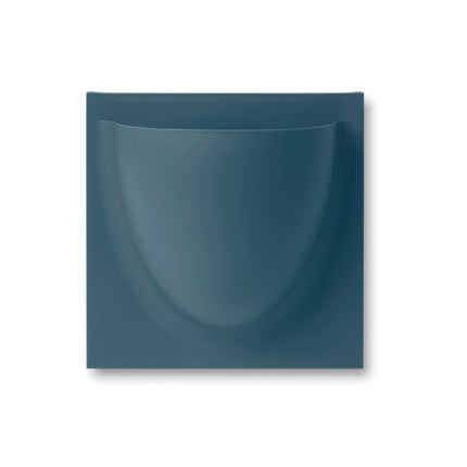 Blue vertiplants plant pot and storage container with a curved center on a white background