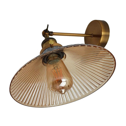 Elwood Vintage Amber Ribbed Glass Wall Light