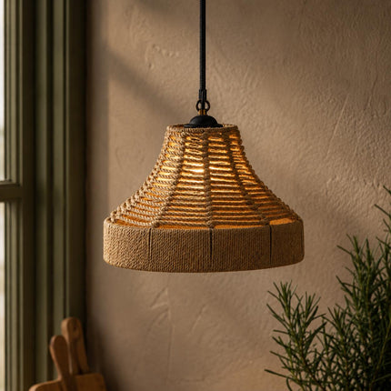 Ropeworks Hemp Rope Bell Pendant Light - Rustic Boho
