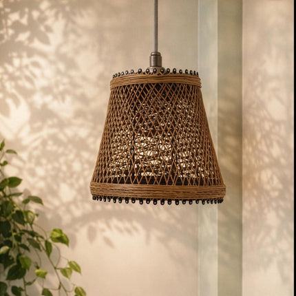 Orra Drum Bell Rattan Lampshade - Natural Boho Wicker Lighting