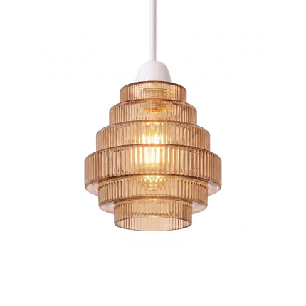 Amber Fluted Ribbed Glass Lampshade