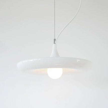 White pendant light against a white background
