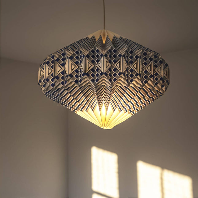 Blue Pattern Origami Diamond Lampshade
