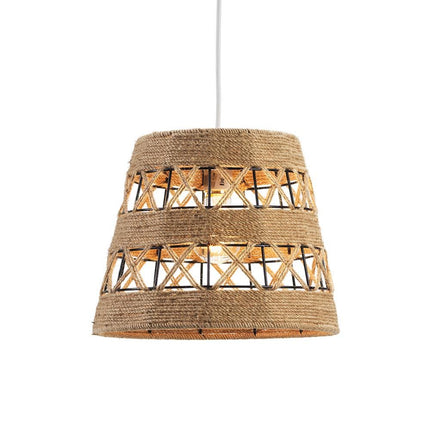 Ropeworks Drum Hemp Rope Pendant Light - Rustic Boho Hanging Light