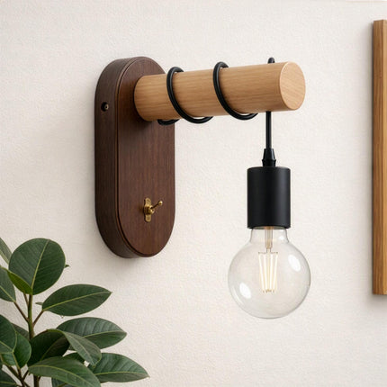 Harlow Wooden Wall Light with Toggle Switch
