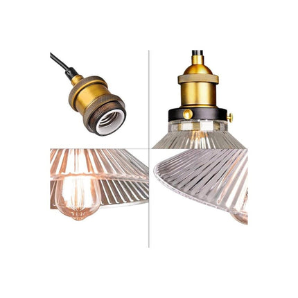 Elwood Vintage Fluted Ribbed Glass Pendant Light