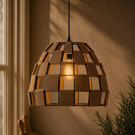 Ropeworks Handmade Woven Hemp Pendant Dome Shade - Easy Fit Bird Cage Lamp Shade