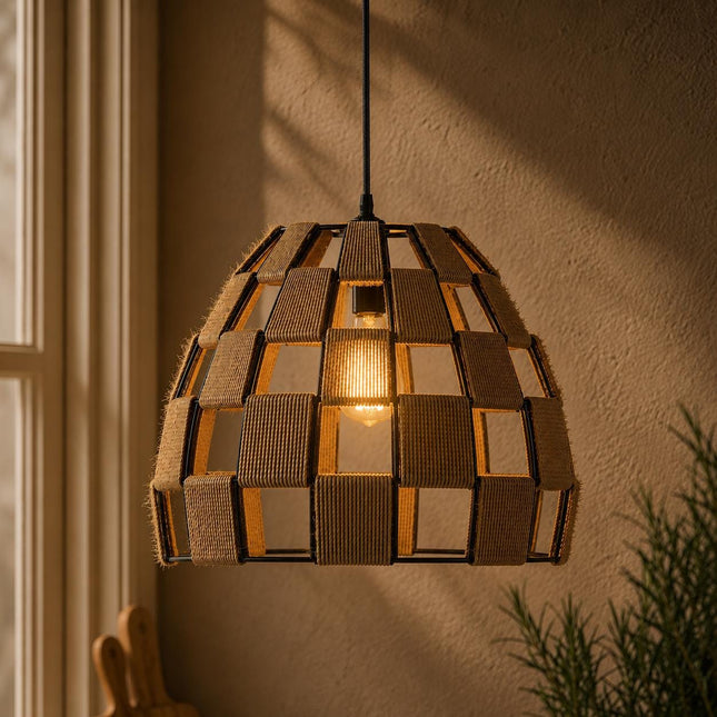 Ropeworks Handmade Woven Hemp Pendant Dome Shade - Easy Fit Bird Cage Lamp Shade