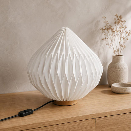 Large Origami Paper Table Lamp – Minimalist Bedside Accent Lighting, Paper Desk Lamp