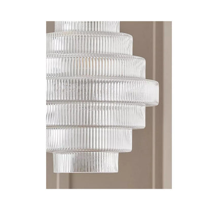 close up detail of lampshade showing the ribbed glass