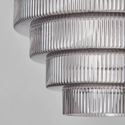 fluted ribbed glass lampshade in grey detail closeup 