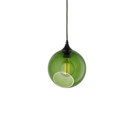 ballroom glass globe hanging light in army green