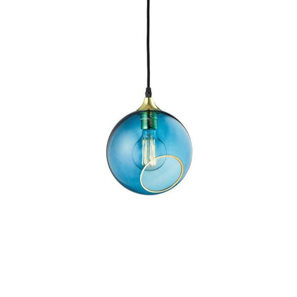hanging glass globe pendants in coloured blue glass