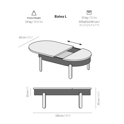 Large Batea Minimalist Storage Coffee Table