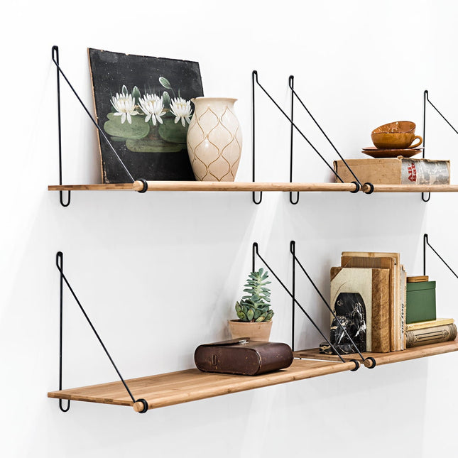 Loop Shelf - Bamboo and Steel