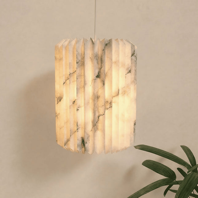 Printed Marble Pattern Origami Tube Paper Lampshade
