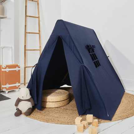 midnight blue a frame play tent in childs bedroom