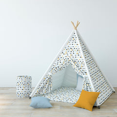 minimalist teepee play tent with accessories 