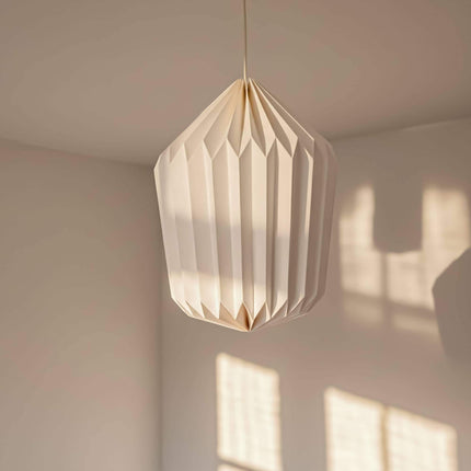 Origami Drum Lampshade hanging with light off