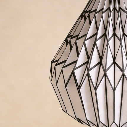 Black White Pinstripe Pattern Origami Paper Lampshade