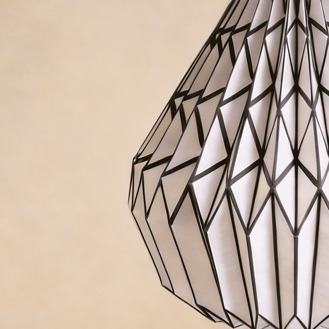Black White Pinstripe Pattern Origami Paper Lampshade