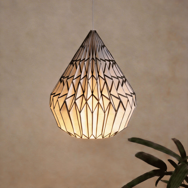 Black White Pinstripe Pattern Origami Paper Lampshade