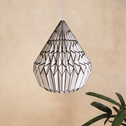 Black White Pinstripe Pattern Origami Paper Lampshade