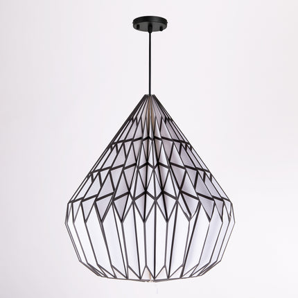 Black White Pinstripe Pattern Origami Paper Lampshade