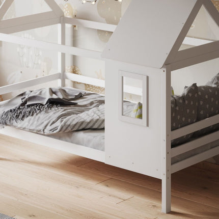 detail image of wooden treehouse bed